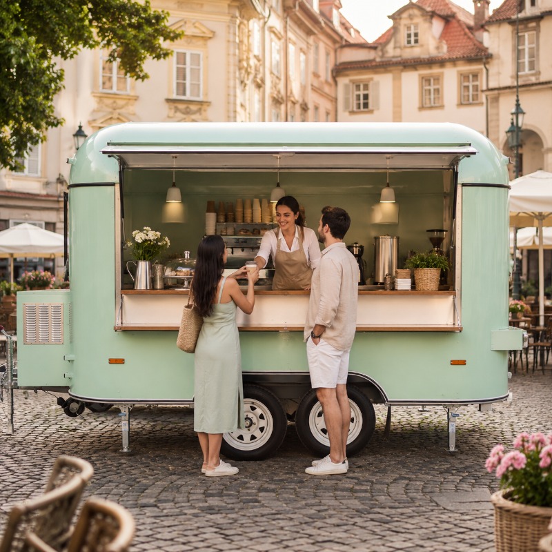 Truk Makanan Mobile dengan Dap - Mobile Coffee Van Equipment ulasan dan harga